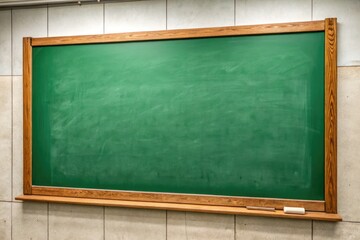 Empty Green Blackboard Ready for Lessons in a Classroom Setting