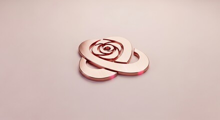 3D metallic rose gold logo mockup gleaming brilliantly on clean plain pastel colored background luxury