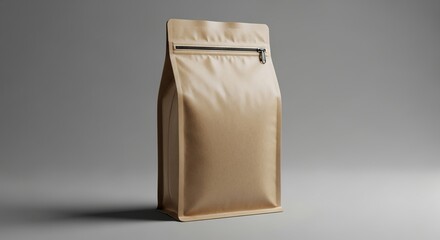 Kraft paper coffee bag featuring practical resealable zip closure displayed neatly on modern gray background