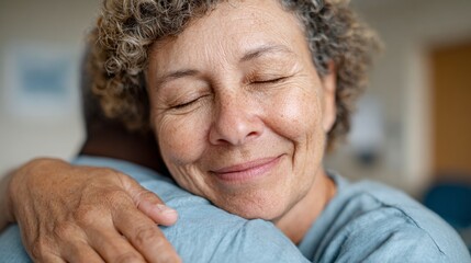 Woman hugging elderly man