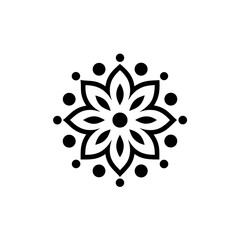 Flower design with surrounding small circles on transparent background silhouette