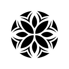 Abstract floral design in black and white art on transparent background silhouette