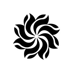 Black and white floral swirl like pattern on transparent background silhouette