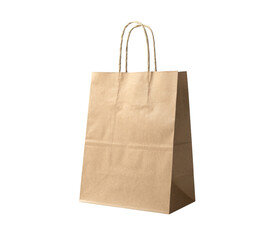 Kraft Paper Bag Gift bag, Takeaway With Handle, Retail Packaging, Brown Twisted Flower Handle, on white background
