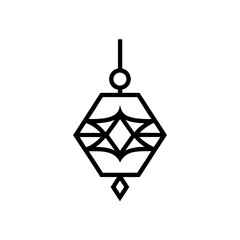 Illustration of a hanging geometric ornament on transparent background silhouette