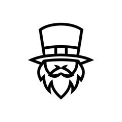 Leprechaun wearing hat and beard illustration on transparent background silhouette