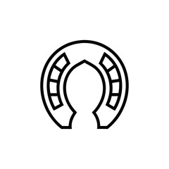 Horseshoe outline with rectangular segments on transparent background silhouette