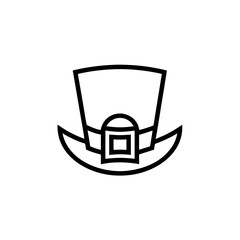 Outline drawing of a pilgrim style hat icon on transparent background silhouette