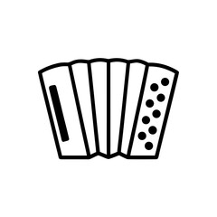 Illustration of a musical instrument accordion on transparent background silhouette