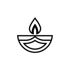 Illustration of a traditional oil lamp icon on transparent background silhouette