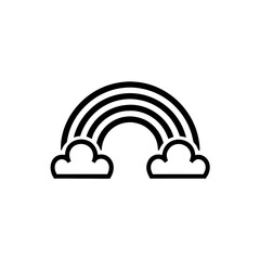 Illustration of a rainbow with two clouds on transparent background silhouette