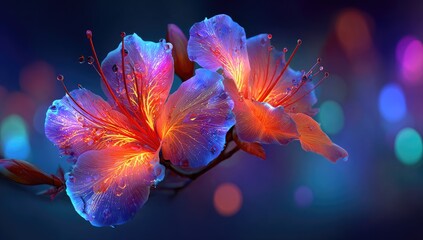 Vibrant, glowing flowers in vibrant hues