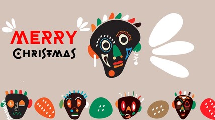 illustration of an African design of merry Christmas card