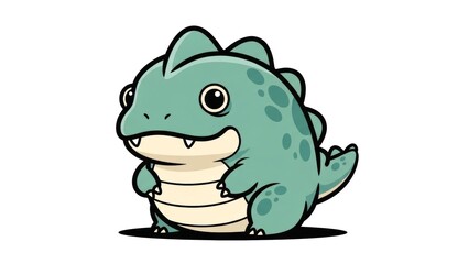Adorable Cartoon Dinosaur Character with Playful Expression and Colorful