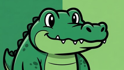 Obraz premium Playful Cartoon Crocodile Character with Bright Friendly Expression