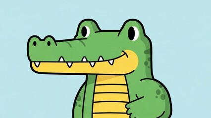 Fototapeta premium Playful Cartoon Alligator Character with Friendly Expression for Kids Art