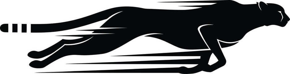 Black cheetah running vector illustration fast animal speed predator art eps silhouette