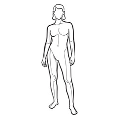 Sleek woman figure standing confidently in minimalist outline, perfect for fashion design mockups or modern art projects