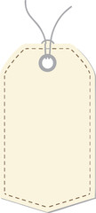 Blank price tag, beige label, retail sticker, packaging tag, sale icon, product marker, craft label, flat vector illustration