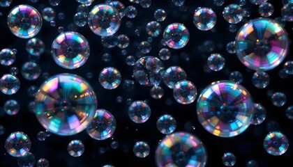 Colorful  Bubbles Floating in Dark Space