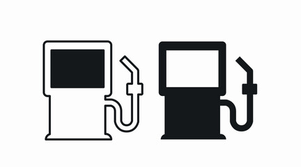 Gass Station Icon Set. Vector isolated editable flat illustration