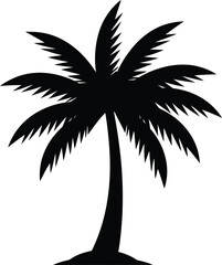 Palm tree silhouette vector illustration tropical beach summer vacation eps
