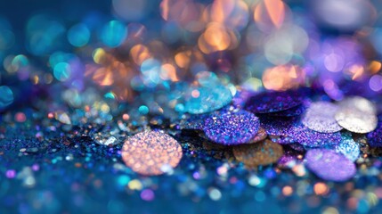 Fototapeta premium Colorful glitter displayed on a surface during a festive celebration