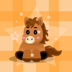 cute brown horse vector with star 
