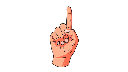 A cartoon illustration of a human hand with the index finger pointing straight up, signifying number one or a single item.