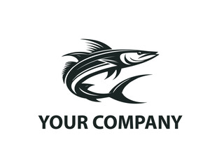 Obraz premium Barracuda head silhouette shaped as a sharp black vector emblem design. Wildlife icon concept
