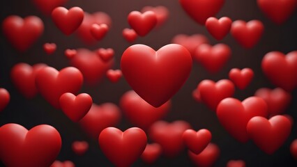 Romantic red hearts floating on dark background for valentine s day