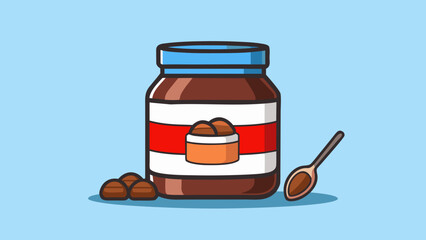 Illustration of a Nutella Jar and Spoon