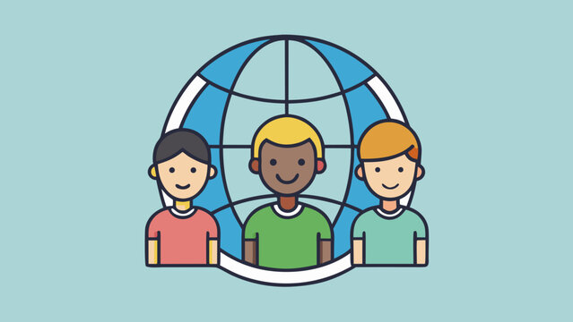 Diverse group of people in front of a world globe