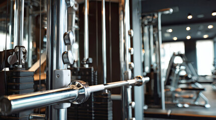 Close-up of gym equipment in a modern fitness center