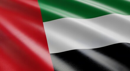 Obraz premium Waving flag of the United Arab Emirates a national symbol perfect for representing the country and its culture