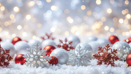 Obraz premium red christmas background with snowflakes