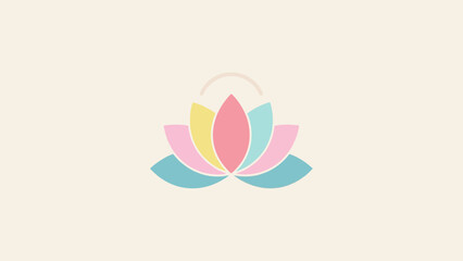 A serene and minimalist illustration of a colorful lotus flower, representing peace and tranquility.