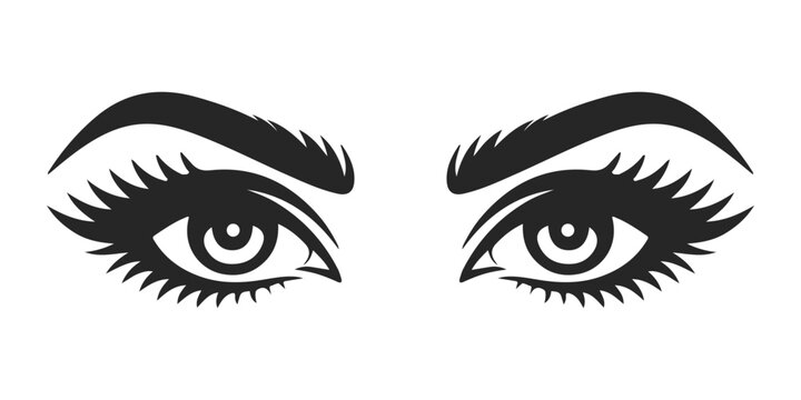Stylized female eyes silhouette vector illustration
