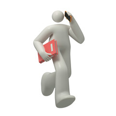 Man in motion on phone, holding folder