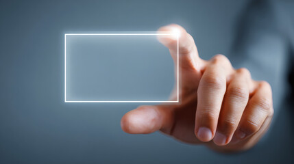 Hand Touching a Transparent Virtual Rectangular Interface