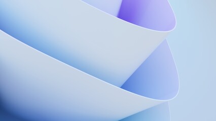 Abstract wavy curved 3d render. Blue and violet soft layers of plastic with lines, folds, ruffles. Modern wallpaper, texture pattern.