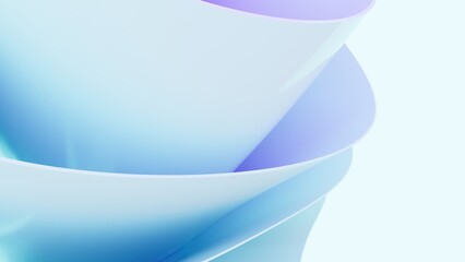 Abstract wavy curved 3d render. Blue and violet soft layers of plastic with lines, folds, ruffles. Modern wallpaper, texture pattern.