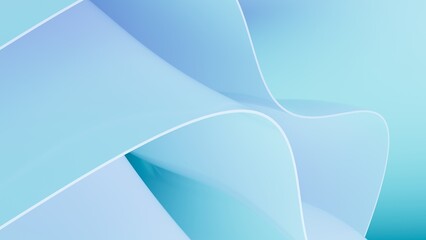 Abstract wavy curved 3d render. Turquoise soft layers of plastic with lines, folds, ruffles. Modern wallpaper, texture pattern.