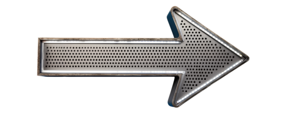 Metallic Arrow Sign with Perforated Design