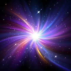 Fototapeta premium A vibrant explosion of colorful light radiates outwards into the dark cosmos