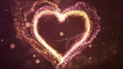 Sparkling heart shape animation with glowing particles