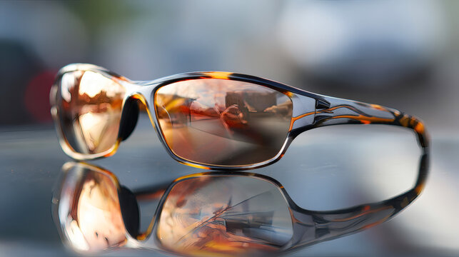 Fashionable sunglasses with tortoiseshell pattern for eye protection