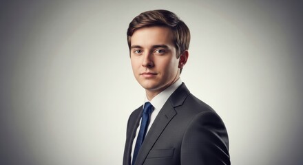 Caucasian young adult male business professional in formal suit