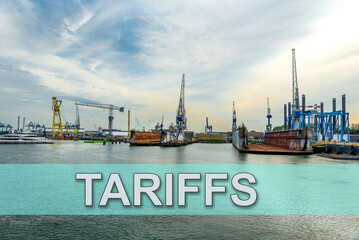 Naklejka premium Tariffs war make some sea ports empty