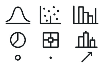 Data visualization icons: chart, graph, statistical symbols